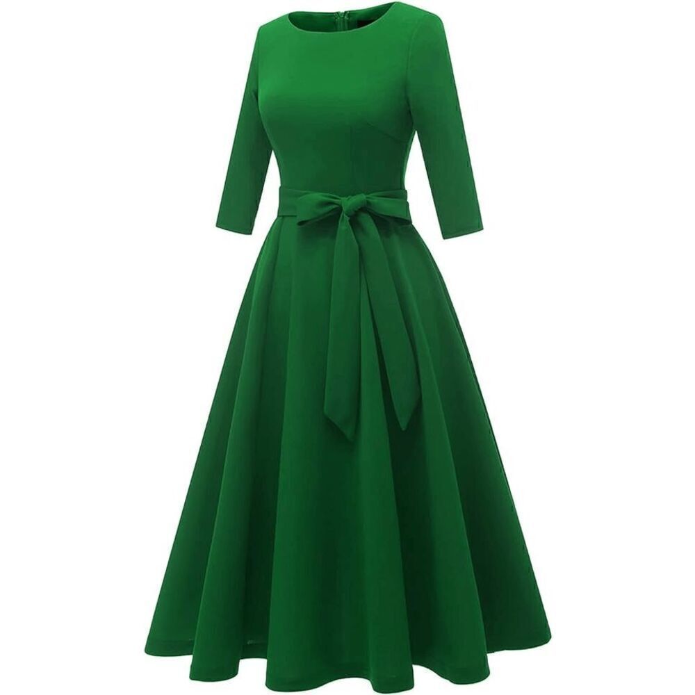 💚 NWT Pinup Retro Vintage 1950s 60s Swing Cocktail Green Rockabilly Dress SIZE - Picture 3 of 16